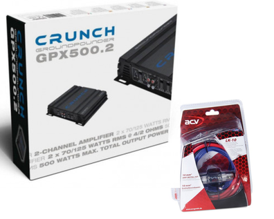 Wzmacniacz CRUNCH GPX500.2 + kable ACV LK-10