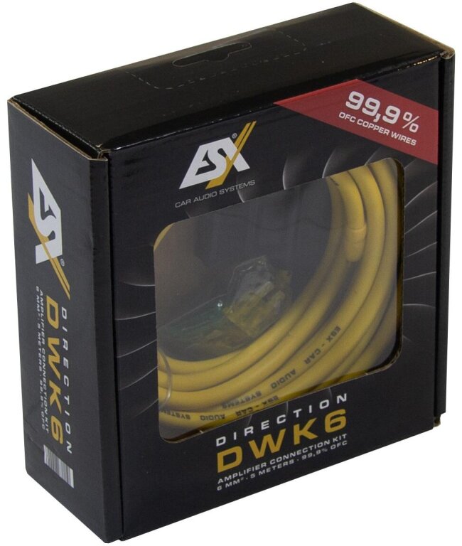 ESX DWK6 - zestaw przewodów do montażu wzmacniacza, przekrój 6mm2, miedź OFC